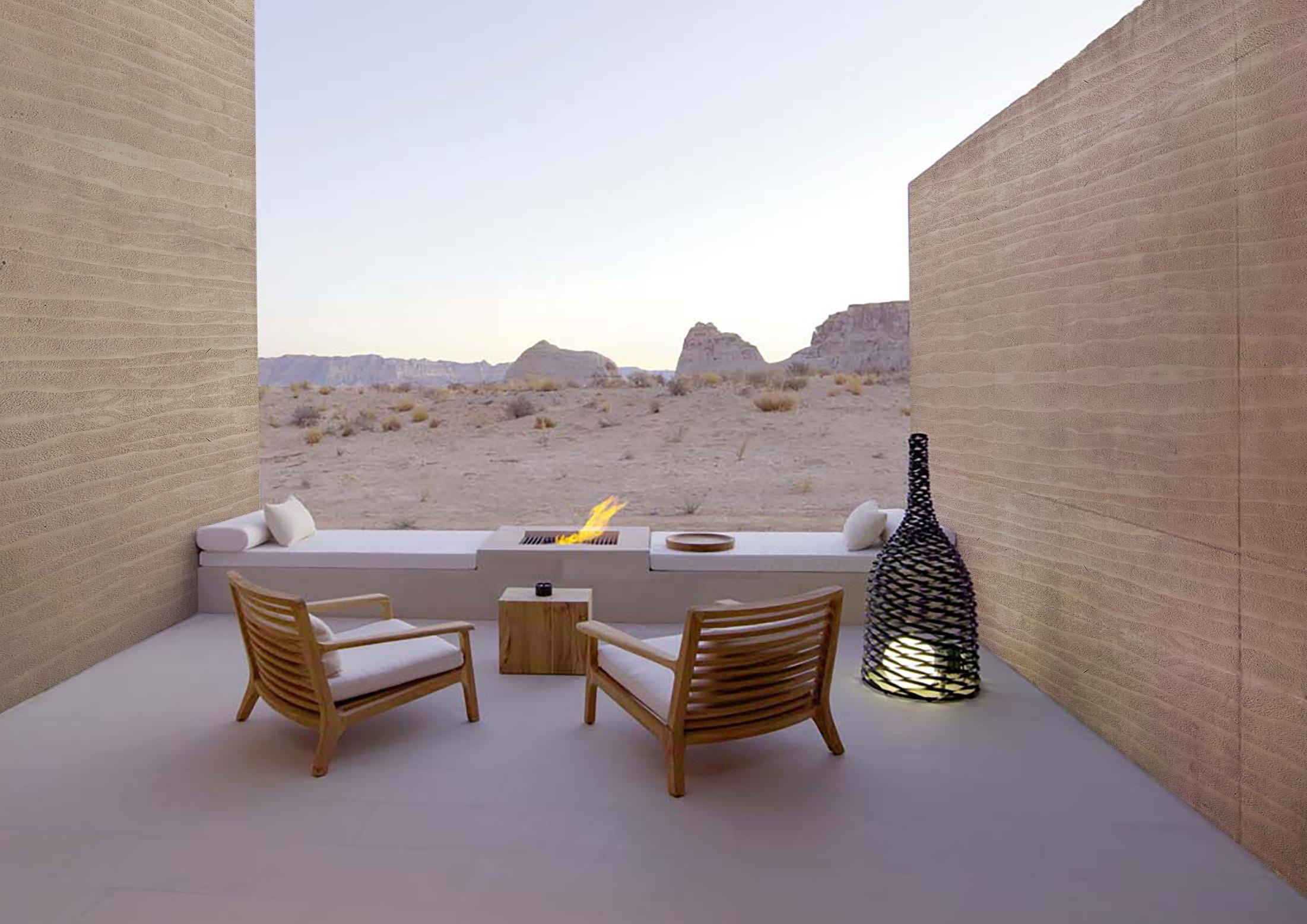Rammed earth desert courtyard / 夯土板系列沙漠庭院